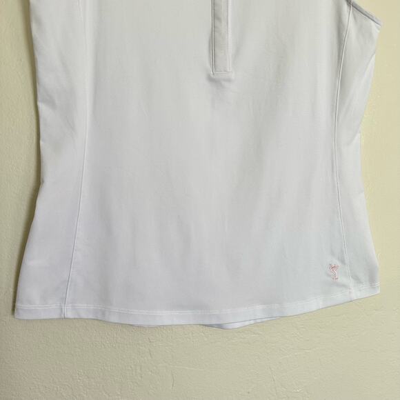 Golftini White Sleeveless Golf Polo Embroidered Pink Martini Glass Size Medium - Picture 4 of 8